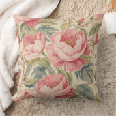 Lovely Pink Peoni Flowers Pattern, Elegant クッション (ブランケット)