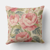 Lovely Pink Peoni Flowers Pattern, Elegant クッション (裏面)