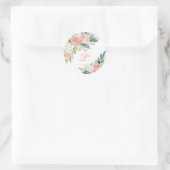 lovely pink peony monogram sticker ラウンドシール (バッグ)