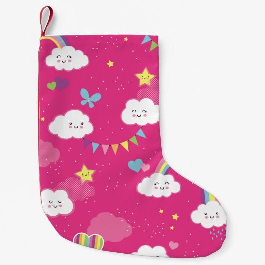 Lovely Pink Rainbow Sky repeating pattern. A seaml スモールクリスマスストッキング (正面)