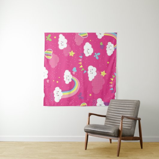Lovely Pink Rainbow Sky repeating pattern. A seaml タペストリー (インサイチュ(横))