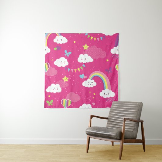 Lovely Pink Rainbow Sky repeating pattern. A seaml タペストリー (インサイチュ)