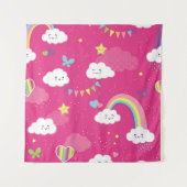 Lovely Pink Rainbow Sky repeating pattern. A seaml タペストリー (正面)