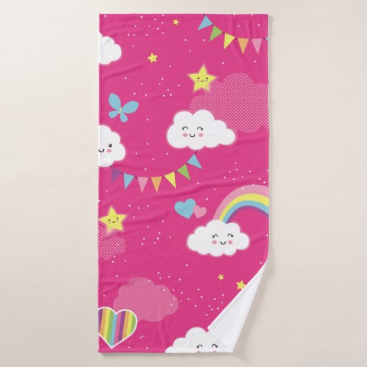 Lovely Pink Rainbow Sky repeating pattern. A seaml バスタオル (バスタオル)
