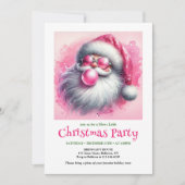 Lovely pink santa bubble gum watercolor Christmas 招待状 (正面)