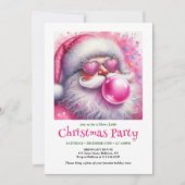 Lovely pink santa chewing gum watercolor invite 招待状 (正面)