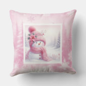 Lovely Pink Snowman Christmas Pillow Kids Gift クッション (裏面)