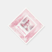 Lovely Pink Snowman Winter Forest Christmas Napkin スタンダードカクテルナプキン (角)