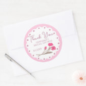 Lovely Pink Whimsical Thank You Bridal Shower ラウンドシール (封筒)