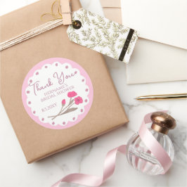 Lovely Pink Whimsical Thank You Bridal Shower ラウンドシール