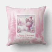 Lovely Pinkmas Winter Forest Kids Holiday Pillow クッション (裏面)
