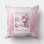 Lovely Pinkmas Winter Forest Kids Holiday Pillow クッション (正面)