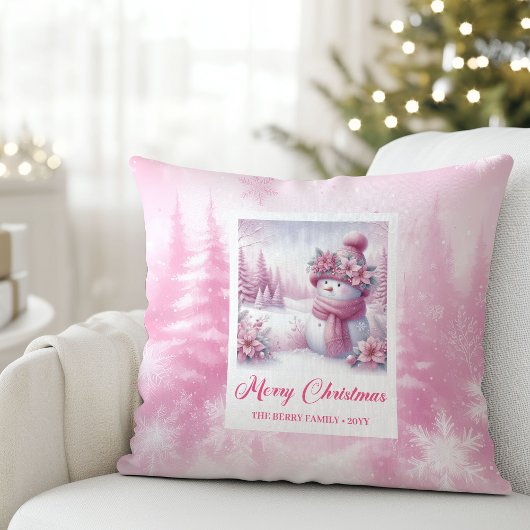 Lovely Pinkmas Winter Forest Kids Holiday Pillow クッション