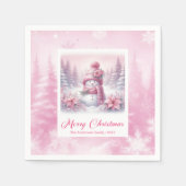 Lovely Pinkmas Winter Forest Kids Party Favor Xmas スタンダードカクテルナプキン (正面)