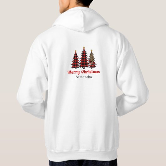 Lovely Plaid Tree Christmas Pullover Festive Outfi パーカ (裏面)
