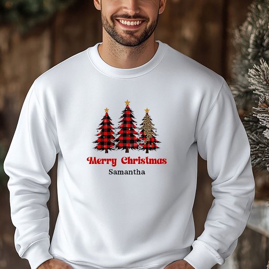 Lovely Plaid Tree Christmas Pullover Festive Outfi パーカ