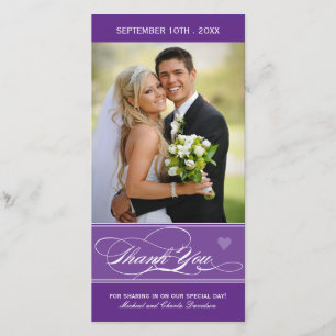 Lovely Purple Thank You Photo Card (4x8) サンキューカード