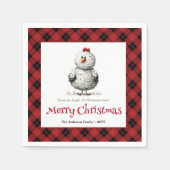 Lovely Quirky Chickens Custom Name Watercolor Xmas スタンダードカクテルナプキン (正面)