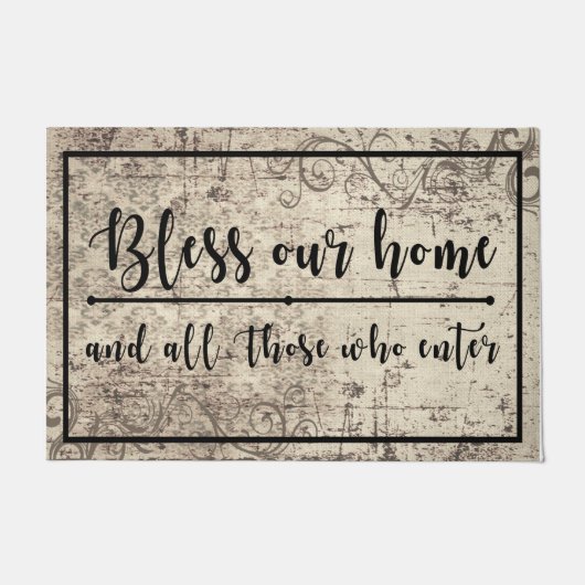 Lovely Quotes Mat, Bless this Home Rug  ドアマット (正面)