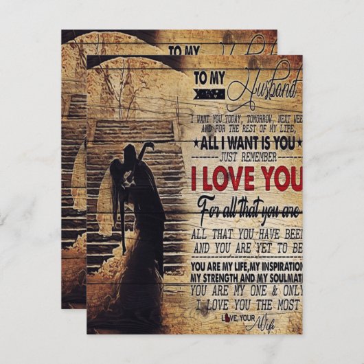 Lovely Quotes To My Husband | Husband Present 招待状 (正面/裏面)