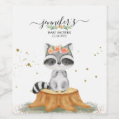 Lovely Raccoon Wildlife Baby Shower ワインラベル (シングルラベル)