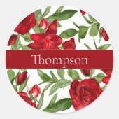  lovely red and white ラウンドシール (正面)