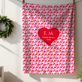 Lovely Red Hearts Best Love Gift Throw Blanket シェルパブランケット