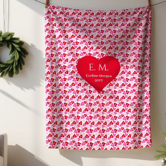 Lovely Red Hearts Best Love Gift Throw Blanket シェルパブランケット
