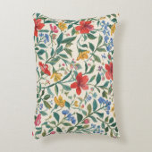 Lovely, Red Yellow Blue Flowers and Leaves Pattern アクセントクッション (正面(垂直))