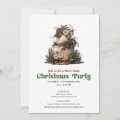 Lovely Retro Christmas Cake Party Card 招待状 (正面)