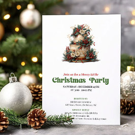 Lovely Retro Christmas Cake Party Card 招待状