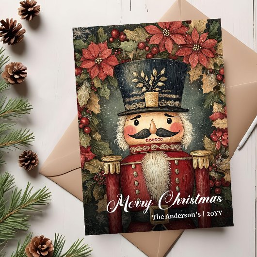 Lovely retro Christmas nutcracker card editable シーズンカード