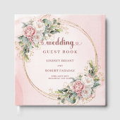 Lovely Rose Gold Floral Greenery Wedding Guest   ゲストブック (正面)