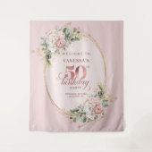 Lovely Rose Gold Greenery 50th Birthday Celebrate タペストリー (正面)