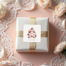 Lovely Rustic Pink Tones Church Wedding スクエアシール