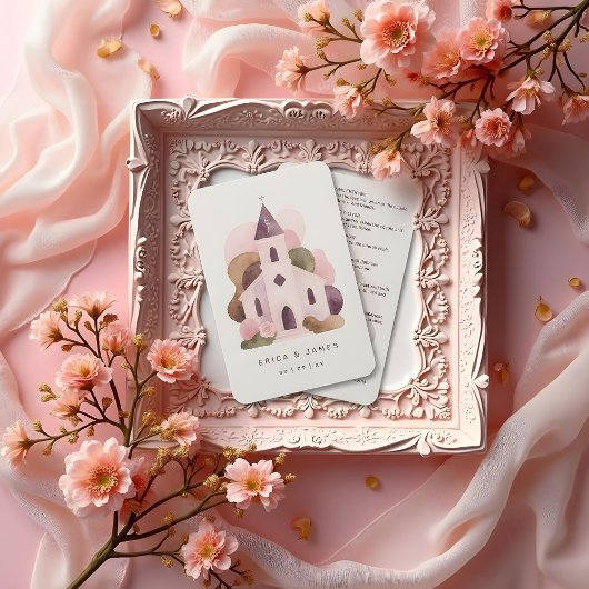 Lovely Rustic Pink Tones Church Wedding プログラム