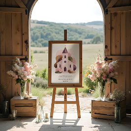 Lovely Rustic Pink Tones Church Wedding ポスター