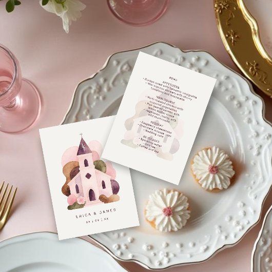 Lovely Rustic Pink Tones Church Wedding メニュー