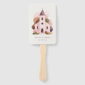 Lovely Rustic Pink Tones Church Wedding Program ハンドファン (正面)