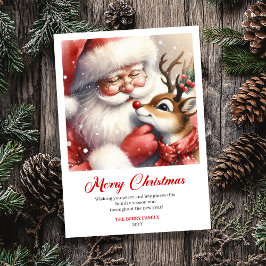 Lovely Santa And Rudolph Festive Christmas Greetin シーズンカード