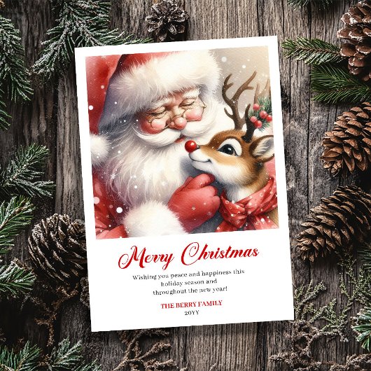 Lovely Santa And Rudolph Festive Christmas Greetin シーズンカード