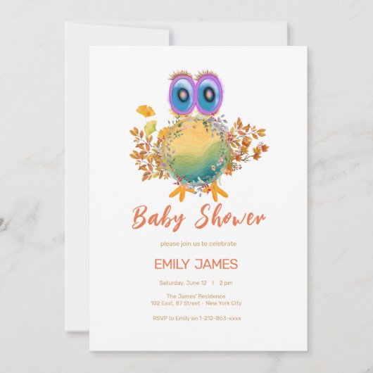 Lovely Save the Planet Baby Shower 招待状 (正面)