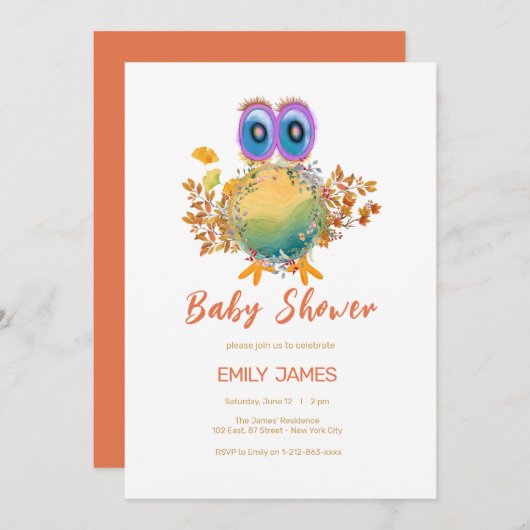 Lovely Save the Planet Baby Shower 招待状 (正面/裏面)