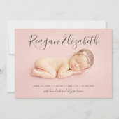 Lovely Scriptフォトオーバーレイ誕生のお知らせ 案内状 (正面)