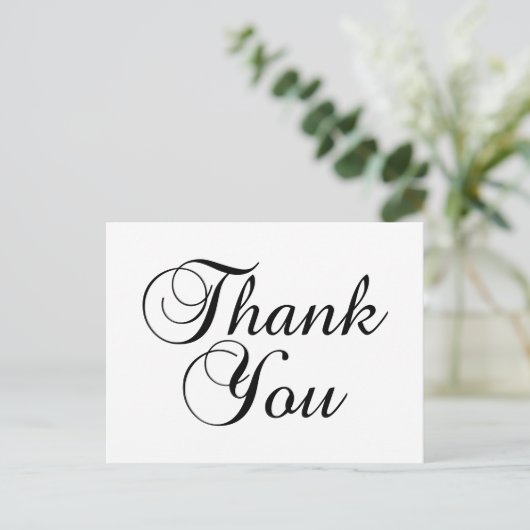 Lovely Script Black and Whiteありがとう ポストカード (スタンド正面)