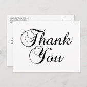 Lovely Script Black and Whiteありがとう ポストカード (正面/裏面)