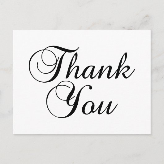 Lovely Script Black and Whiteありがとう ポストカード (正面)
