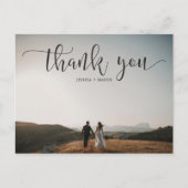 Lovely Script Photo 結婚's Thank Youポストカード ポストカード (正面)