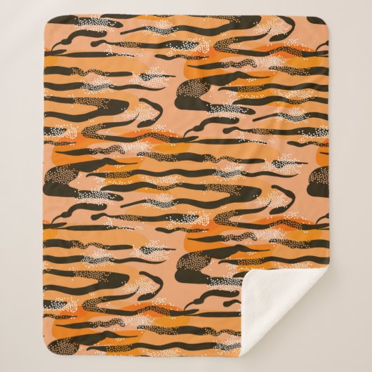 Lovely seamless tiger pattern,peach colour シェルパブランケット (正面)