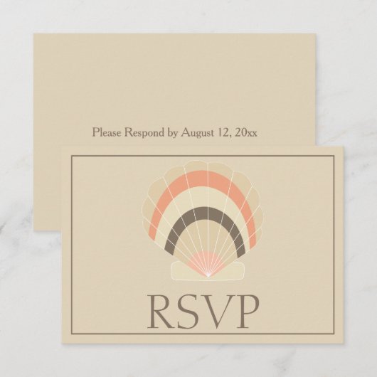 Lovely Seashell応答RSVP 出欠カード (正面/裏面)